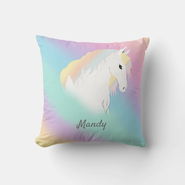 Rainbow Horse Unicorn Equestrian Girly Kudde (Framsida)