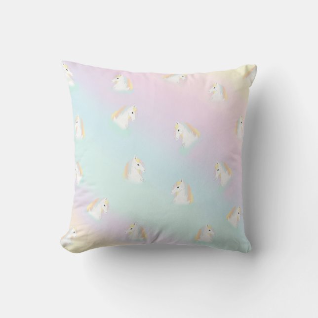 Rainbow Horse Unicorn Equestrian Girly Kudde (Framsida)