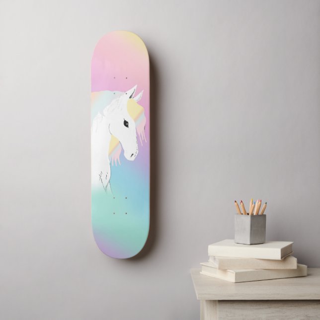 Rainbow Horse Unicorn Equestrian Girly Mini Skateboard Bräda 18,5 Cm (Väggkonst)