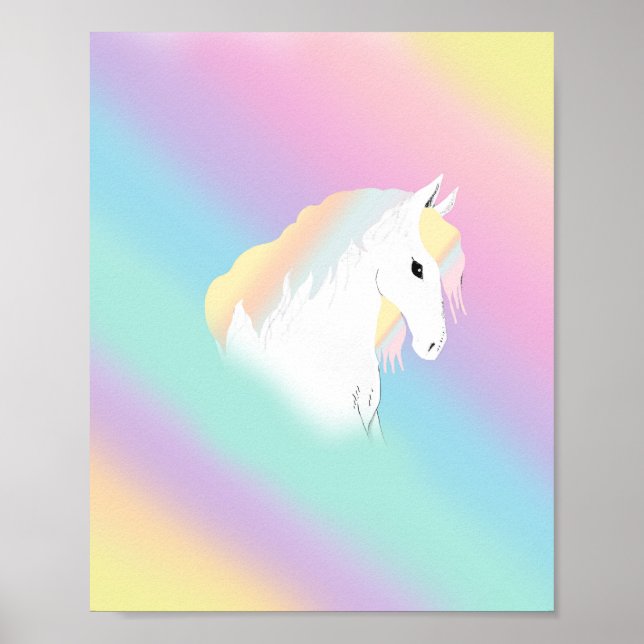 Rainbow Horse Unicorn Equestrian Girly Poster (Framsidan)