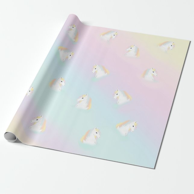 Rainbow Horse Unicorn Equestrian Girly Presentpapper (Utrullad)