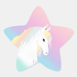 Rainbow Horse Unicorn Equestrian Girly Stjärnformat Klistermärke