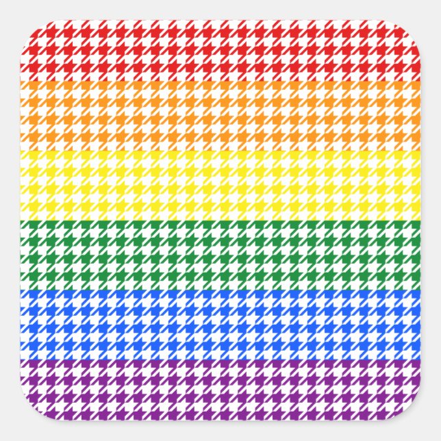 Rainbow Houndstooth Fyrkantigt Klistermärke (Framsida)