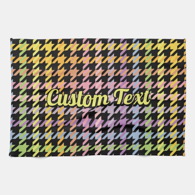 Rainbow Houndstooth Mönster Kökshandduk (Horisontell)