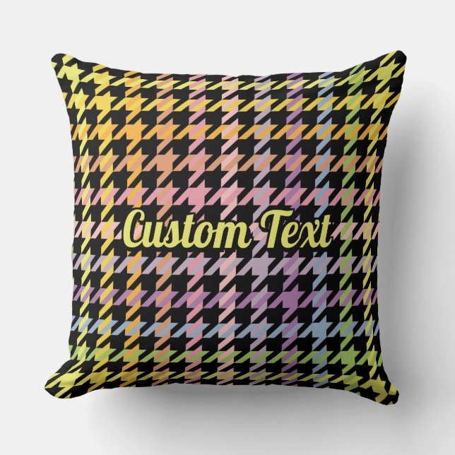 Rainbow Houndstooth Mönster Kudde (Framsida)