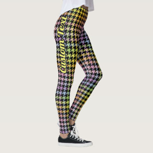Rainbow Houndstooth Mönster Leggings