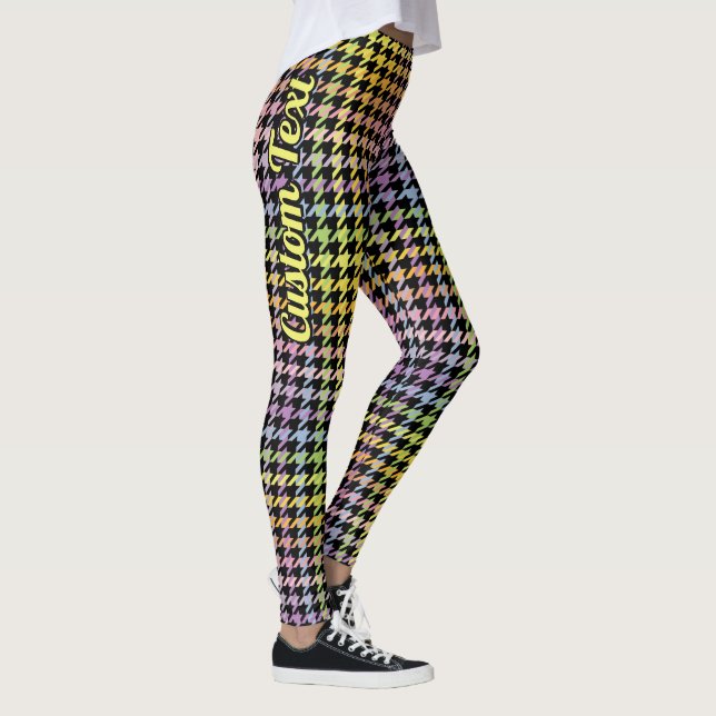Rainbow Houndstooth Mönster Leggings (Höger)