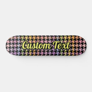 Rainbow Houndstooth Mönster Mini Skateboard Bräda 18,5 Cm