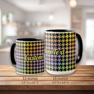Rainbow Houndstooth Mönster Mugg
