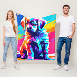 Rainbow Hued Hund Art Fleecefilt