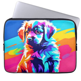 Rainbow Hued Hund Art Laptop Fodral