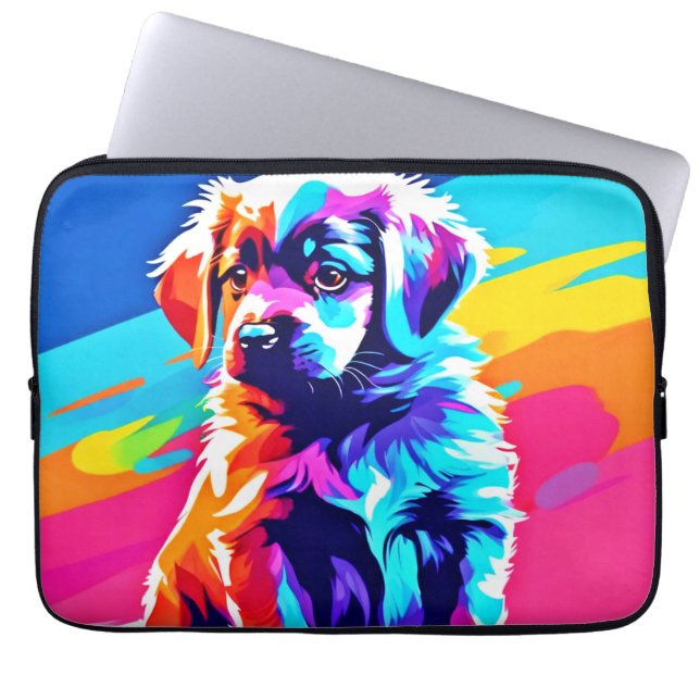 Rainbow Hued Hund Art Laptop Fodral (Framsidan)