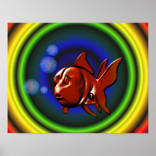 Rainbow Hues Abstrakt Goldfish Poster