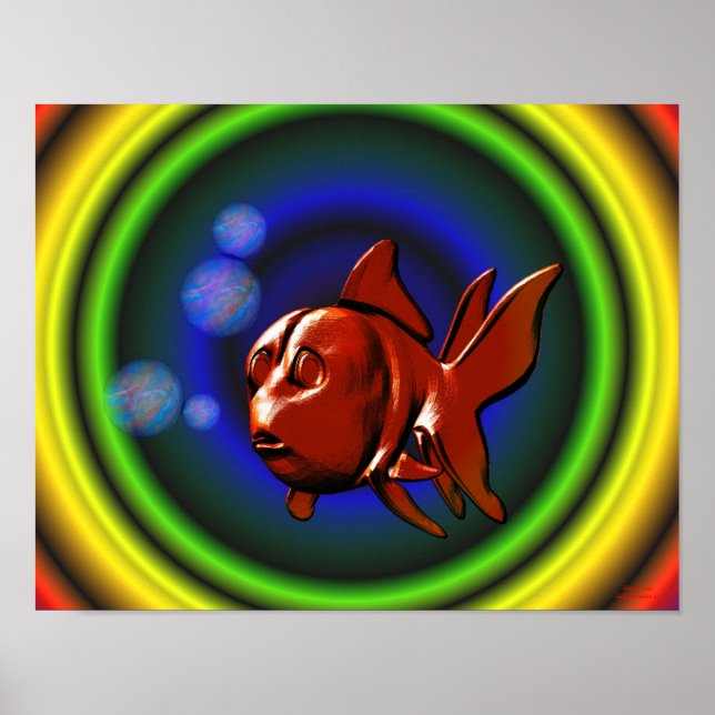 Rainbow Hues Abstrakt Goldfish Poster (Framsidan)