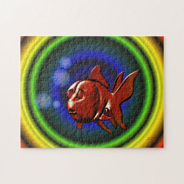Rainbow Hues Abstrakt Goldfish Pussel (Horisontell)