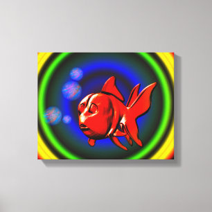 Rainbow Hues Cute Abstrakt Goldfish Canvastryck