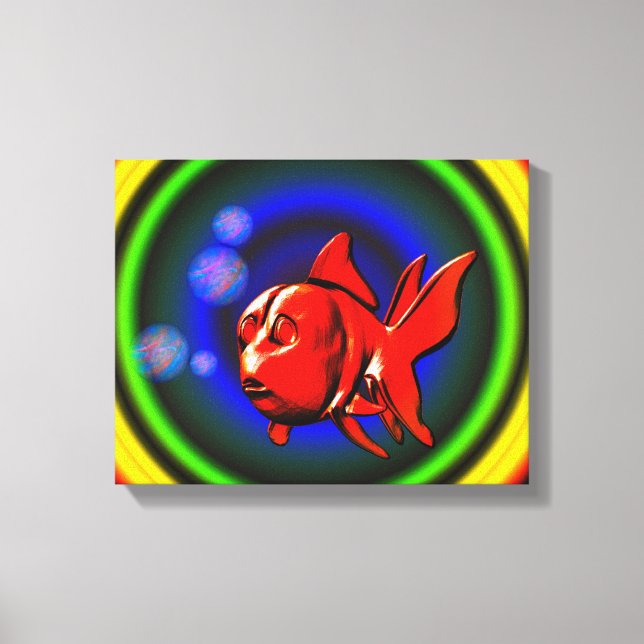 Rainbow Hues Cute Abstrakt Goldfish Canvastryck (Framsida)