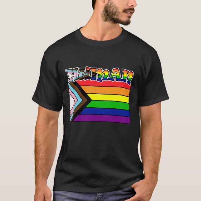 Rainbow Human HGBTQ Flagga Support och Pride T-Shi T Shirt (Framsida)