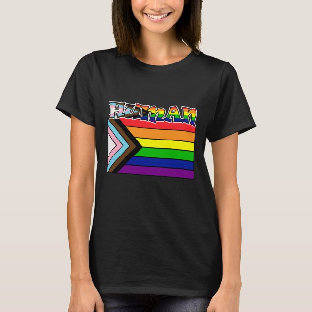 Rainbow Human HGBTQ Flagga Support och Pride T-Shi T Shirt (Framsida)