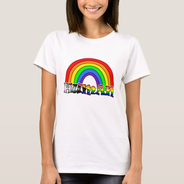 Rainbow Human LGBTQ+ T-Shirt (Framsida)
