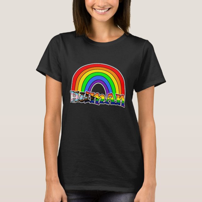 Rainbow Human LGBTQ+ T-Shirt (Framsida)