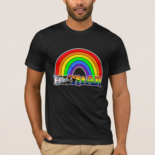 Rainbow Human LGBTQ+ T-Shirt (Framsida)