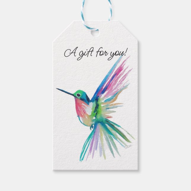 Rainbow Hummingbird Gift Märkre Presentetikett (Framsidan)