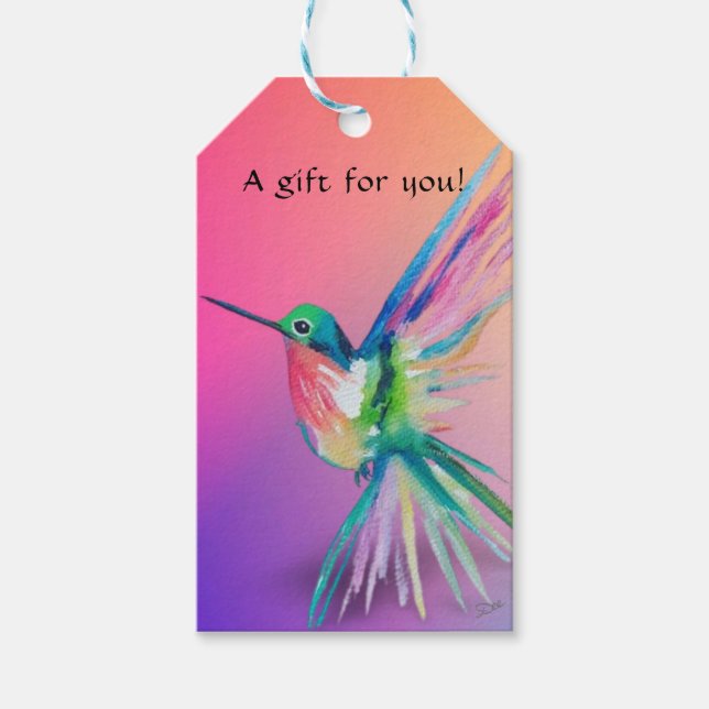 Rainbow Hummingbird Gift Märkre Presentetikett (Framsidan)