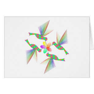 Rainbow Hummingbird Kissing A Flower Hälsningskort