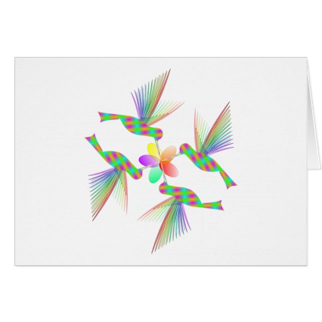 Rainbow Hummingbird Kissing A Flower Hälsningskort (Framsidan Horizontal)