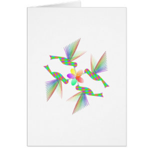 Rainbow Hummingbird Kissing A Flower Hälsningskort