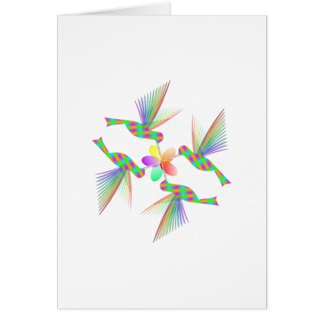 Rainbow Hummingbird Kissing A Flower Hälsningskort (Framsidan)