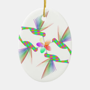 Rainbow Hummingbird Kissing A Flower Julgransprydnad Keramik