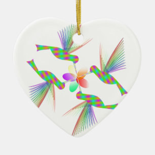 Rainbow Hummingbird Kissing A Flower Julgransprydnad Keramik