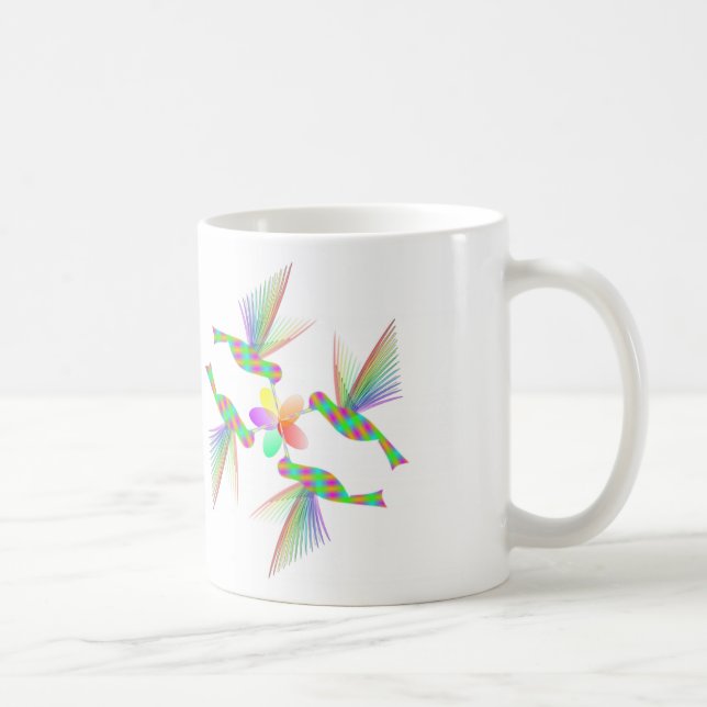 Rainbow Hummingbird Kissing A Flower Kaffemugg (Höger)
