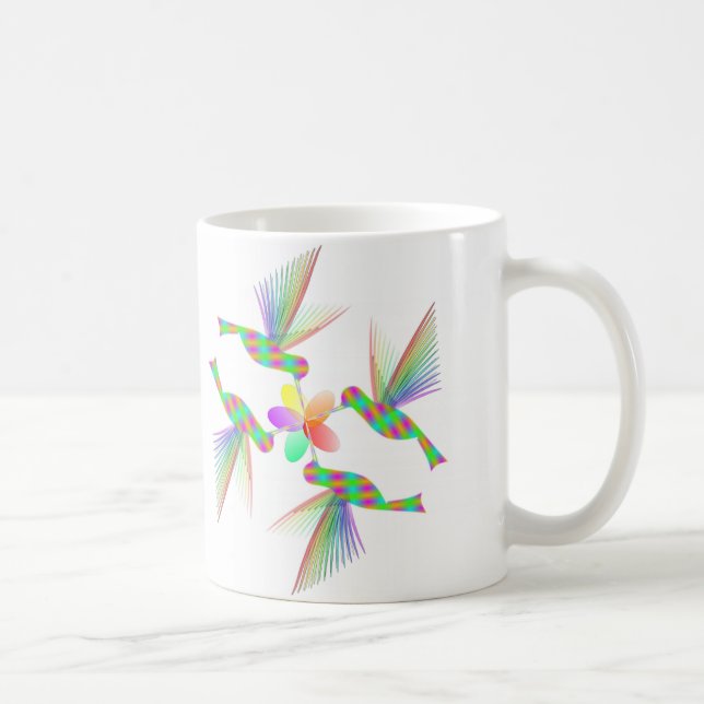 Rainbow Hummingbird Kissing A Flower Kaffemugg (Höger)