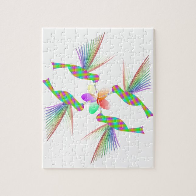 Rainbow Hummingbird Kissing A Flower Pussel (Vertikal)