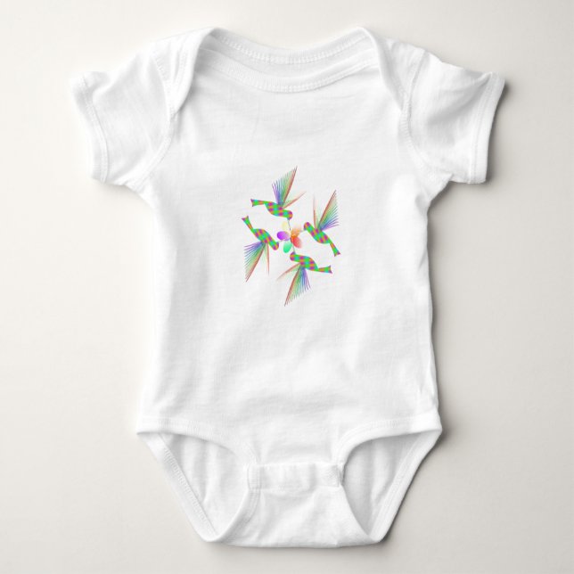 Rainbow Hummingbird Kissing A Flower Tee Shirt (Framsida)