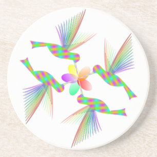 Rainbow Hummingbird Kissing A Flower Underlägg