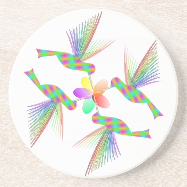 Rainbow Hummingbird Kissing A Flower Underlägg (Framsidan)