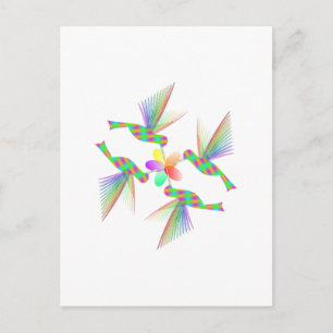 Rainbow Hummingbird Kissing A Flower Vykort