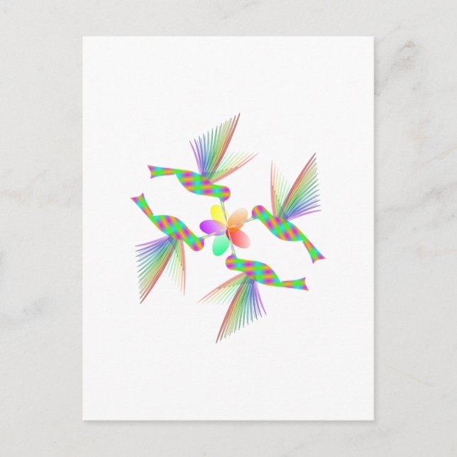 Rainbow Hummingbird Kissing A Flower Vykort (Framsida)