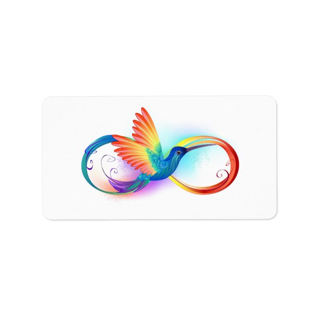 Rainbow Hummingbird med oändlighetssymbol Adressetikett (Framsidan)