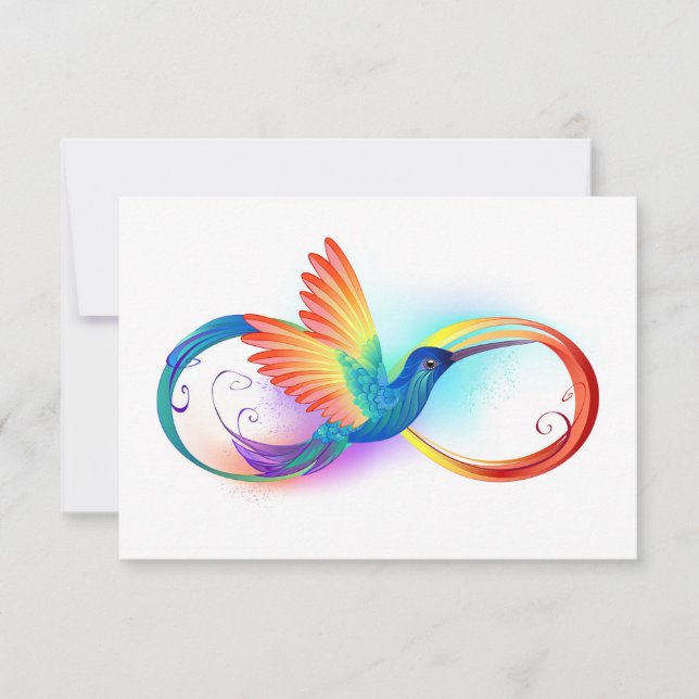 Rainbow Hummingbird med oändlighetssymbol Anteckningskort (Framsida)