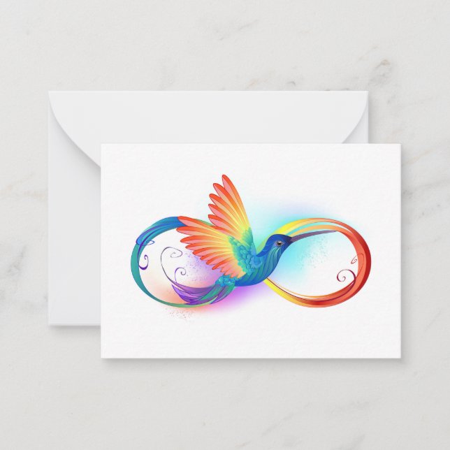 Rainbow Hummingbird med oändlighetssymbol Anteckningskort (Framsida)