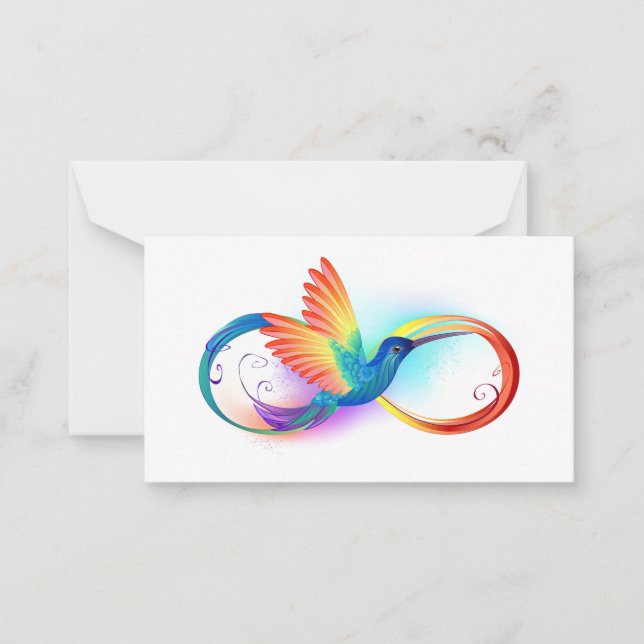 Rainbow Hummingbird med oändlighetssymbol Anteckningskort (Framsida)