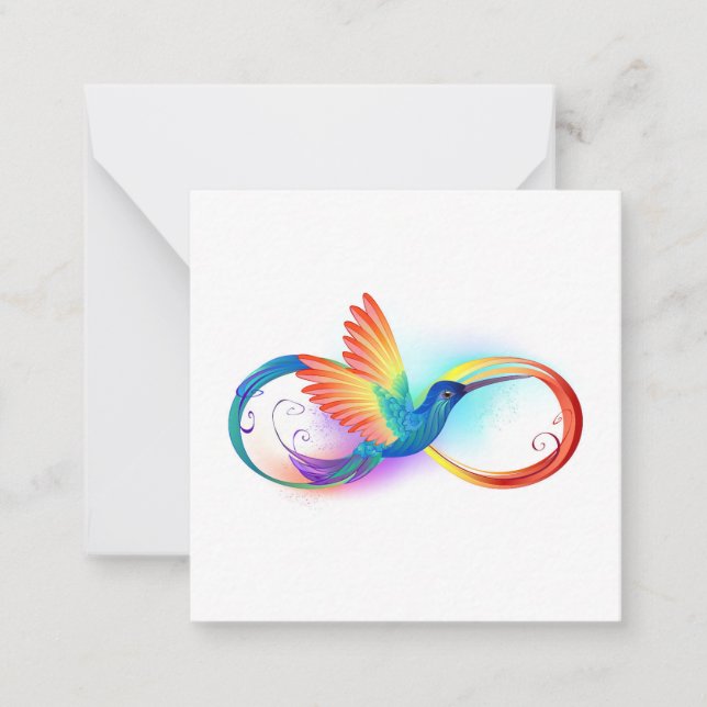 Rainbow Hummingbird med oändlighetssymbol Anteckningskort (Framsida)