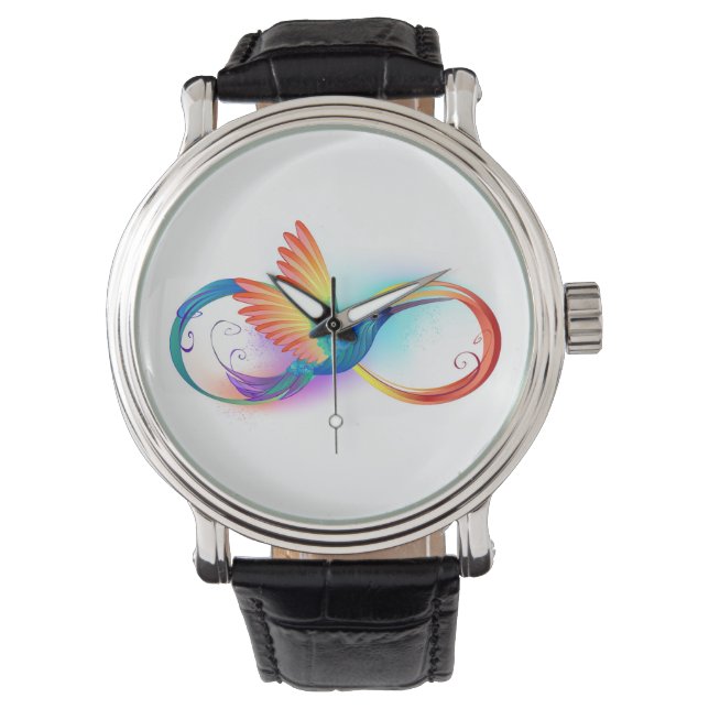 Rainbow Hummingbird med oändlighetssymbol Armbandsur (Framsida)