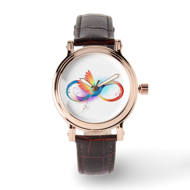 Rainbow Hummingbird med oändlighetssymbol Armbandsur (Framsida)