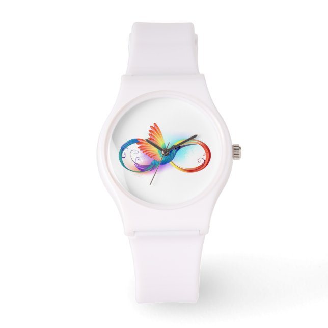 Rainbow Hummingbird med oändlighetssymbol Armbandsur (Framsida)